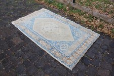 Tappeto da bagno vintage fatto a mano turco Oushak, 62"x37"