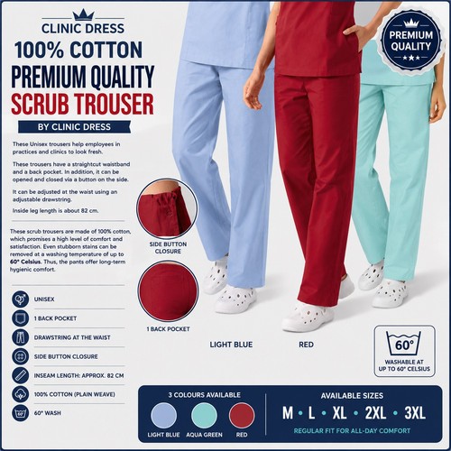 Pantalone scrub cotone unisex - pantalone,
