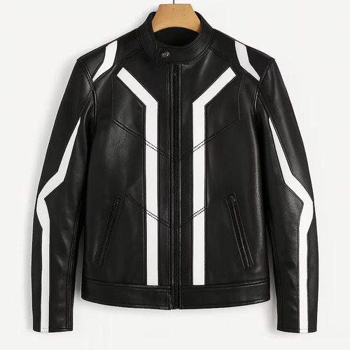 Giacca biker uomo pelle nera - , |