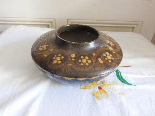 Vaso piatto grès decorato - grès,