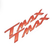 2 ADESIVI/STICKERS in RESINA 3D SCRITTA TMAX SCOOTER ROSSO YAMAHA T MAX 500 530