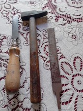  stock blocco  3  utensili attrezzi da lavoro vintage Martello scalpello lima 