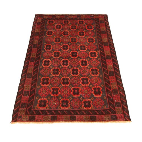 Tappeto rosso afgano fatto - , a