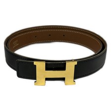 HERMES H Belt - Black Brown
