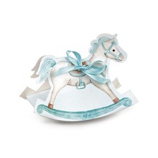 10X CAVALLINO AZZURRO Scatola portaconfetti CAVALLO A DONDOLO BOMBONIERA 12C8