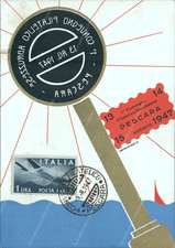 cr400 cartolina pescara 1 convegno filatelico abruzzese 1947
