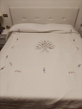 Copriletto Cotone Bianco E Ricamato A Mano