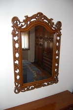 Specchio vintage da parete anni ’70 cornice legno intagliato stile barocco