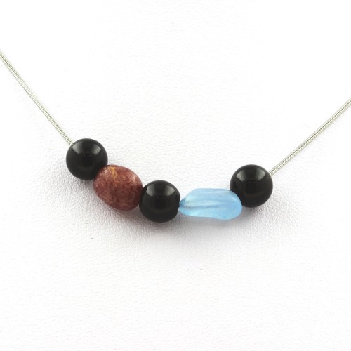Collana perle agata - agata, nera