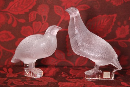 Pair lalique quail partridge - lalique,