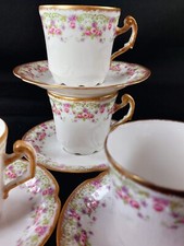Art Nouveau Tasses - sous tasses ( 4x ) Balleroy Limoges Porcelaine Service café