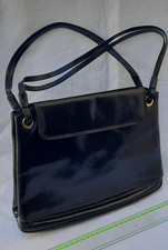02 Borsa artigianale made in Italy anni '50 '60 vera pelle nera vintage