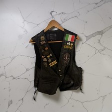 Gilet pelle biker vintage - pelle, xl