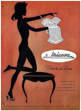 PUBBLICITA' 1952 TRICOSA BEMBERG BIANCHERIA INTIMA NUDO SILHOUETTE LINGERIE BODY