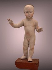 Bambinello Napoletano Gesù di Praga legno scultura ihs 15 cm design arte sacra