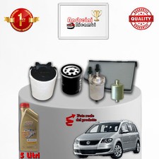KIT TAGLIANDO 5 FILTRI E OLIO VOLKSWAGEN TOURAN 1.6 BiFuel 75KW 102CV 2011 ->