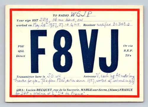 Radioamatore qsl f8vj francia - qsl,