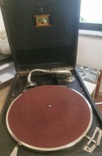 Grammofono La Voce del Padrone Valigetta Funzionante-Originale +3 Dischi 78 Giri