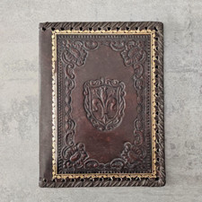 Porta agenda vintage in pelle con stemma fiorentino