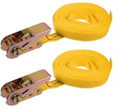 Set 2 Cinghie Ancoraggio a Cricchetto Cinghia Tensione 25mm x 5m 250kg 121004