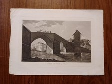 BELLA INCISIONE VEDUTA DEL PONTE A SIEVE PONTASSIEVE FIRENZE TOSCANA PESCATORI