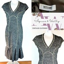 Abito vintage Moschino economico e chic misto lana stile balze taglia UK 8