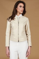 Giacca Vera Pelle Crema Donna