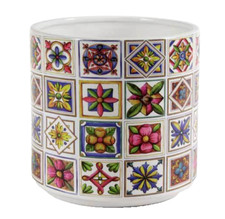 VASO CERAMICA MEDITERRANEO CACHEPOT CENTROTAVOLA SEGNAPOSTO STIL SICILIA 15*15cm