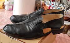 Sandalo da uomo in pelle nera con suola in vero cuoio n 44 Modello vintage