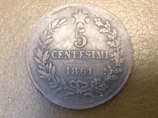 MONETA REGNO Vittorio Emanuele II 5 centesimi  1861  Bologna mb