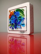 NATAN PIRAC Udine OPERA ASTRATTA FUSIONE IN VETRO SU RESINA Arte Contemporanea