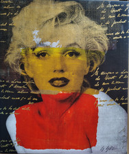 GIULIANO GRITTINI-"MARILYN"-TECNICA MISTA SU TELA-50 x 60 CM -AUTENTICA AL RETRO