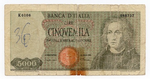 5000 lire cristoforo colombo - lire, i