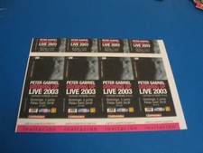 PETER GABRIEL 4 TICKETS PROMOTER PROOFS NOT NUMBERED BARCELONA 2003 TOUR GENESIS