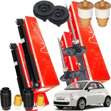 KIT 4 AMMORTIZZATORI + SUPPORTI E TAMPONI PER FIAT 500 DAL 2007 TUTTI I MODELLI