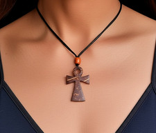 Collana Rasta Roots Africa Healing Brown croce fatta a mano cocco uomo...