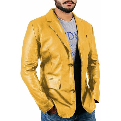 Blazer uomo pelle gialla due