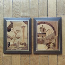 Coppia Di Due Quadri Legno