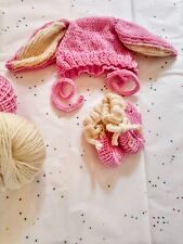 Set neonata cappellino coniglietto e calzini in 100% lana merinos 0-3 mesi