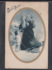 Cartolina Buon Natale Babbo Natale Bambino Angelo Slitta Z1578