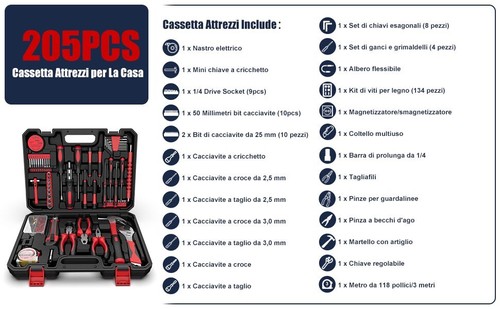Cassetta attrezzi completa 205 - cassetta,