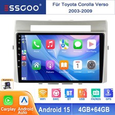 Radio 4+64G Android 15 NAVI SWC KAM per autoradio Toyota Corolla Verso 2003-2009