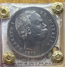 REGNO D' ITALIA UMBERTO I 5 LIRE 1878 sigillata BB MOLTO RARA SUBALPINA