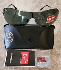 🔥 NUOVI occhiali da sole Ray Ban HIGHSTREET metallo cromato scudo lente verde RB3211 004/71