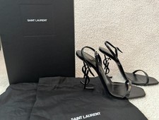 *Nuovo con scatola* YSL Yves Saint Laurent Opyum cinturino alla caviglia nero tacchi in pelle taglia 40/US 9,5