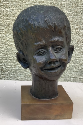 Scultura bronzo volto giovane - volto,