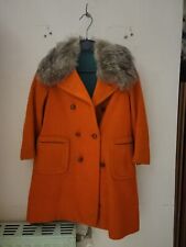 Cappotto Vintage Arancione con Collo in Pelliccia - Anni '60