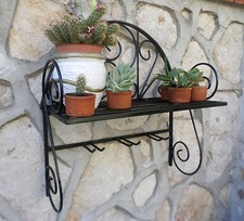 Mensola Rustica fioriera in ferro battuto parete rustica nera cucina giardino 