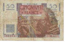 1946: FRANCIA Banconota 50 Franchi francesi