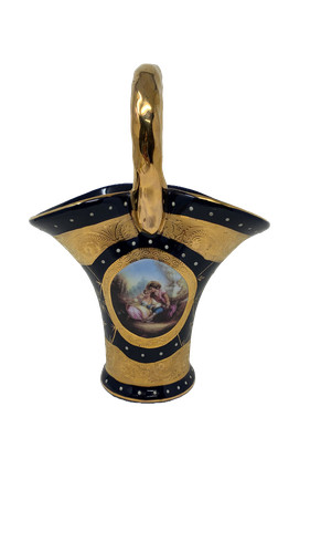 Vaso cesto porcellana blu
